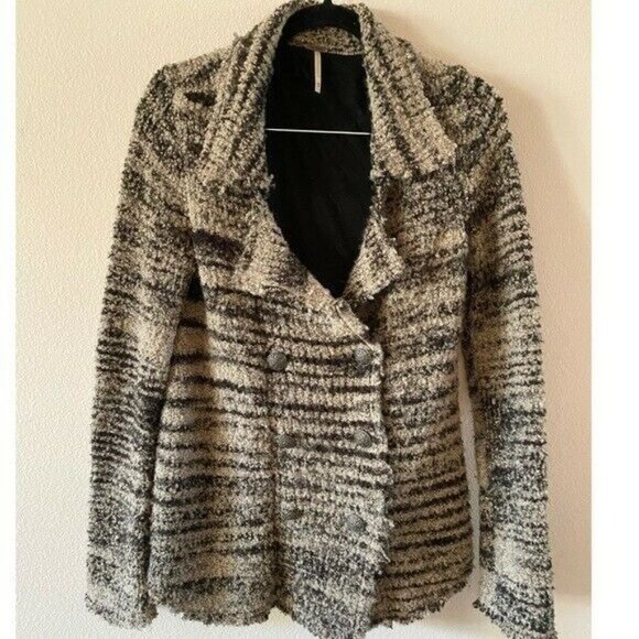 Free People Zebra Yarn Knit Sweater Jacket Size XS - Picture 3 of 5